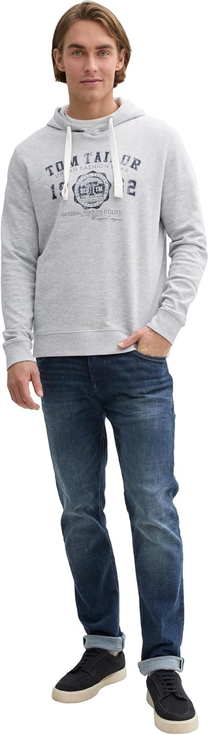 Detalle de TOM TAILOR Cappuccio Basic Hoodie da uomo con stampa logo