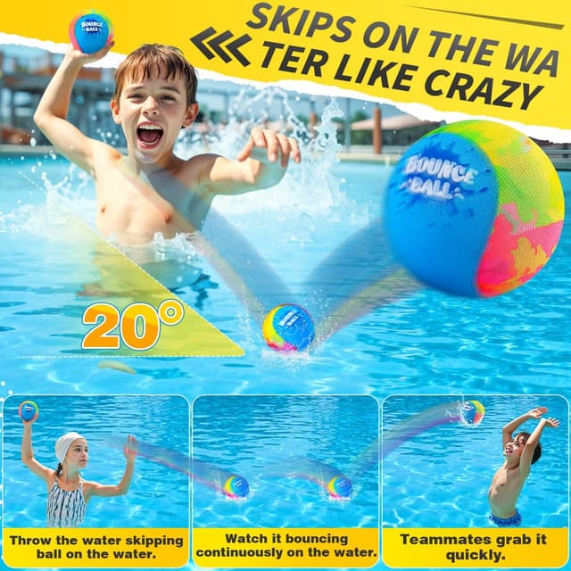 Detalle de KmmiFF Wasser-Sprungball im 2er-Set für Kinder (5–12 Jahre) – Bounce Balls für Strand, See und Pool