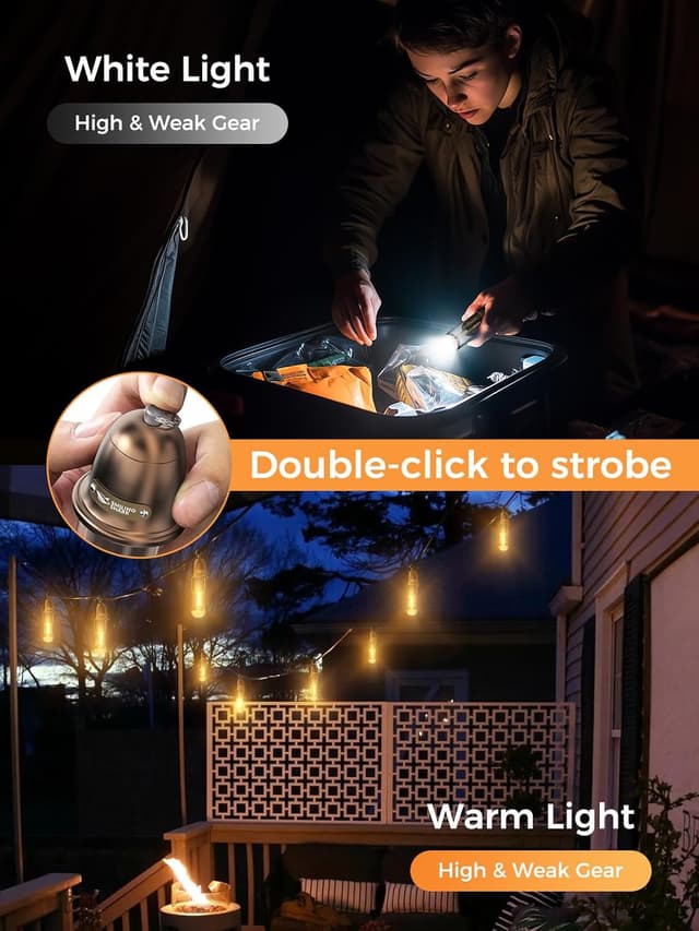 Detalle de Smiling Shark G350 : lanterne de camping LED USB rechargeable IPX4, 3 modes et ambiance blanche/chaude