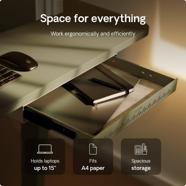 Detalle de Desktronic Hidden Organizer Under-Desk Storage Drawer (Light Green) for Office & Vanity Desks