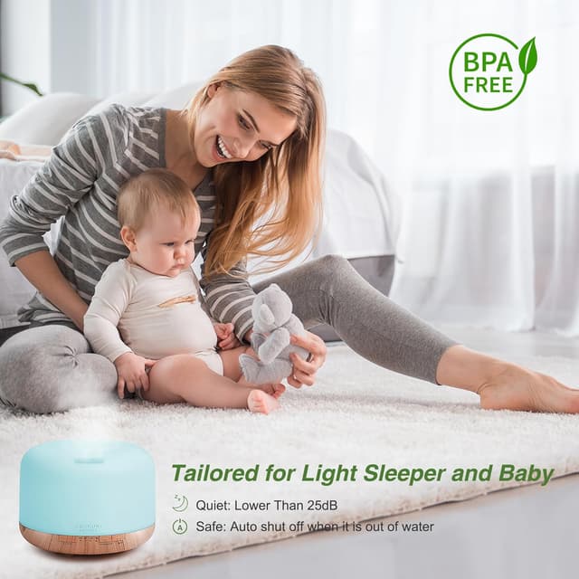 Thumbnail 6 de ASAKUKI Aroma Diffuser 500 ml mit Timer, 6 ätherischen Ölen & LED-Lichtfarben