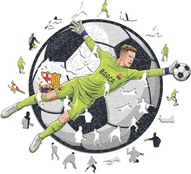 Detalle de Iconic Puzzles Barcellona Ter Stegen, puzzle di legno 100% sostenibile (taglia M, 270 pezzi)