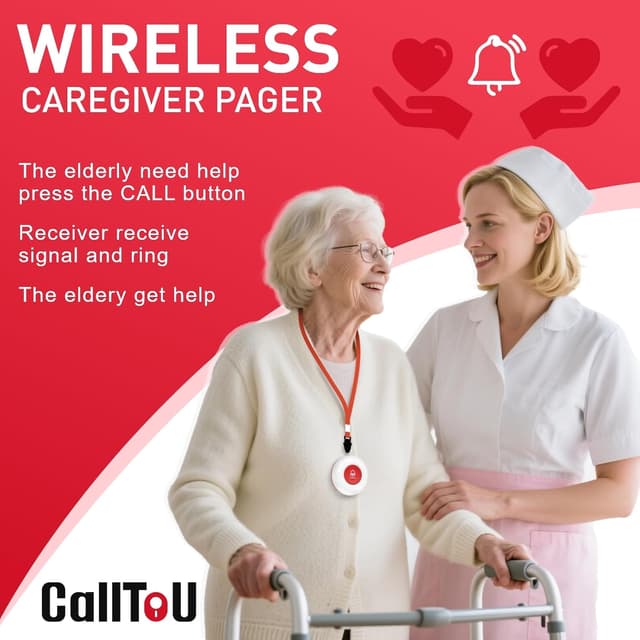 Detalle 2 de CallToU Wireless Personal Alarms for Elderly with SOS Panic Button and UK Plug-In Receiver (500ft range, 2 waterproof buttons)