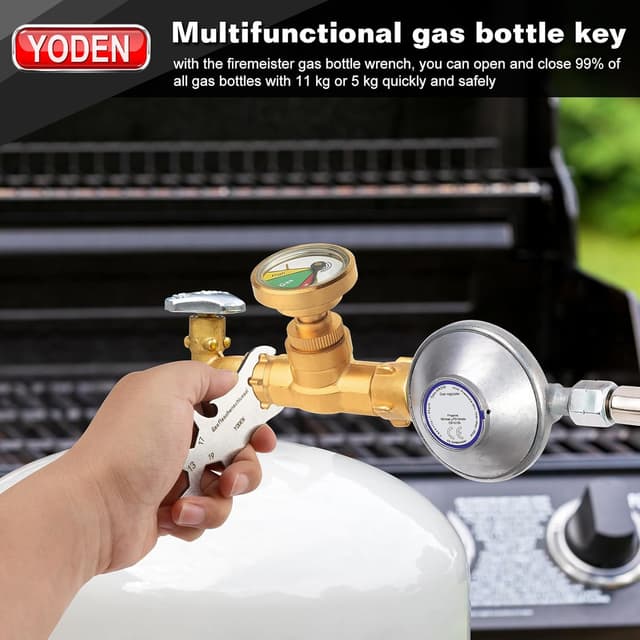 Detalle 2 de Edelstahl Gasflaschenschlüssel mit Flaschenöffner – Multi-Funktion für 13/17/19 mm