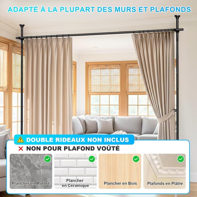 Thumbnail 6 de AIZESI Tringle à Rideaux Verticale 242–351 cm 📐