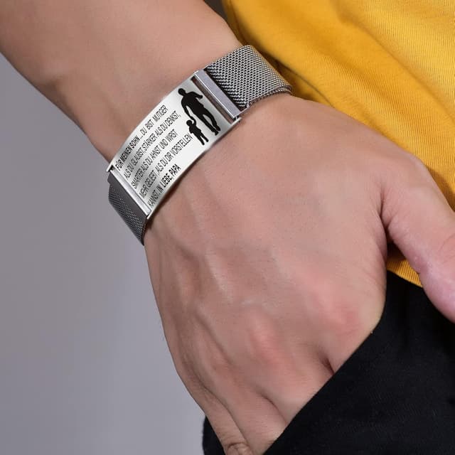 Detalle de AITENME personalisiertes Armband mit Gravur „Für meinen Sohn/Tochter“ aus 316L Edelstahl