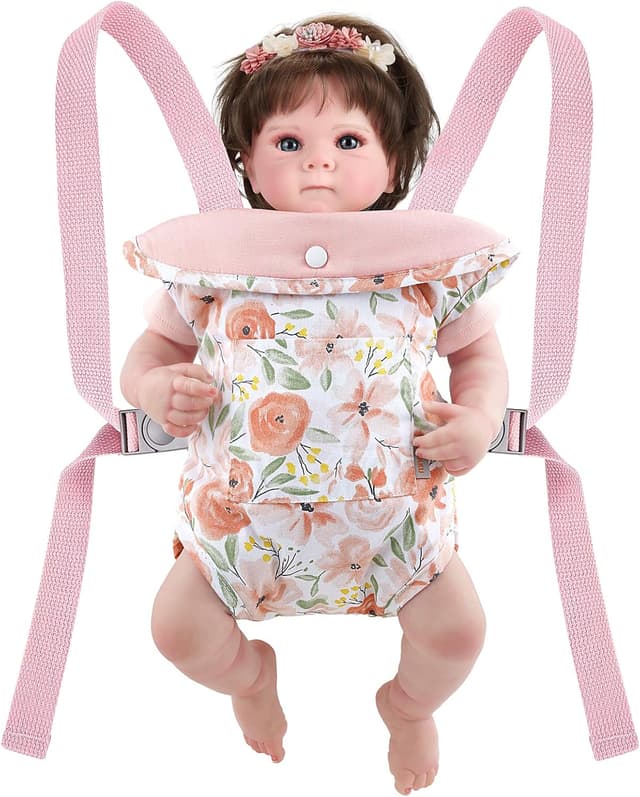 Detalle 2 de GAGAKU Puppentrage Kinder Babypuppentrage mit Kreuz-Schultergurten, vorne und hinten – Rosen