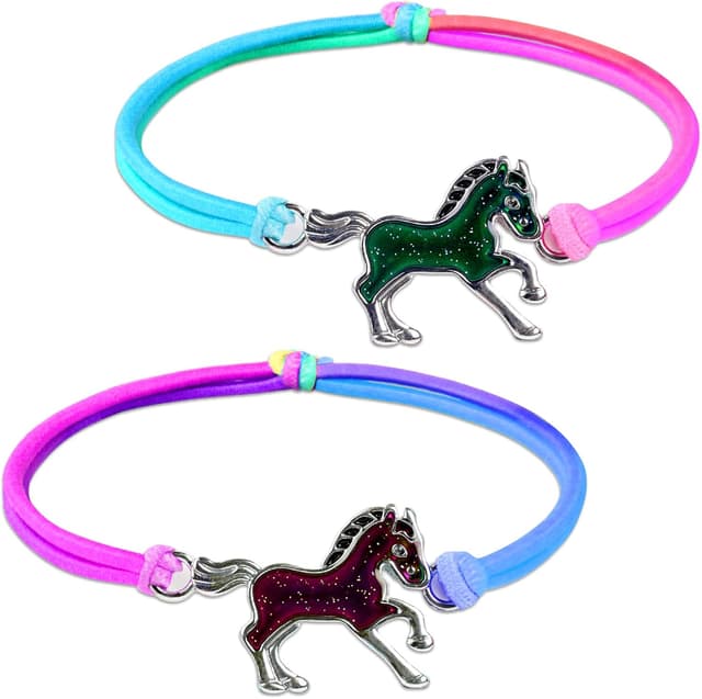 Detalle de Bracelet d’humeur thermochromique Flintronic pour enfants, pendentif cheval arc-en-ciel