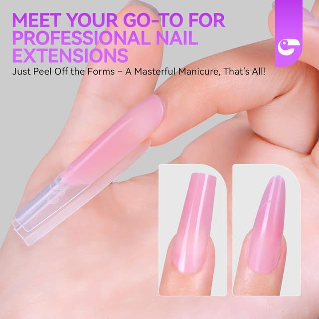Detalle de gelike ec Professional Dual Nail Forms für Builder-Gel – 240 Sandwich-Nagelformen in 15 Größen (Ballerina)
