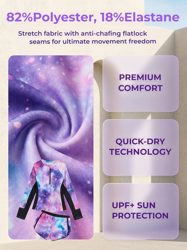 Detalle 1 de Ensemble maillot anti-UV 2 pièces, 8-12 ans