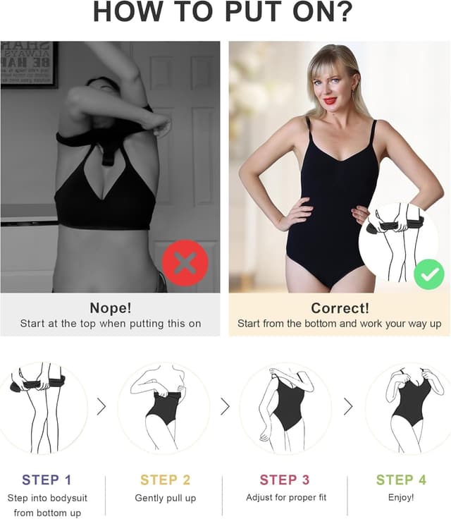 Detalle 2 de SHAPERX Women’s Seamless Shapewear Bodysuit with Tummy Control (Waist Snatching)