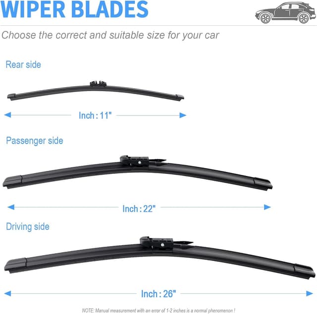 Detalle de Gavimnal 26"+22"+11" Silicone Wiper Blades Replacement (Set of 3) for Ford Explorer & Police Interceptor Utility