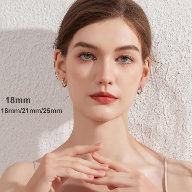 Detalle de jiamiaoi Weißgold-plattierte Creolen aus 925 Sterling Silber (nickelfrei) – große Damen-Ohrringe in 30/40/50 mm