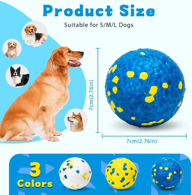 Detalle de Palle per cani Nobleza “Indistruttibili” a alto rimbalzo, set da 3 pezzi Ø 6,3 cm