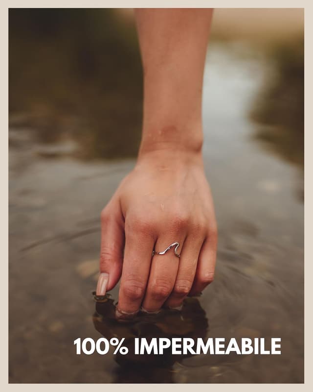 Detalle 2 de GD GOOD.designs Anello ondulato da donna impermeabile regolabile in acciaio inox (oro 18 carati, argento o oro rosa) con confezione regalo