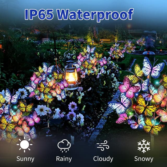 Detalle 2 de Oreunik Butterfly solar lights 2 pack