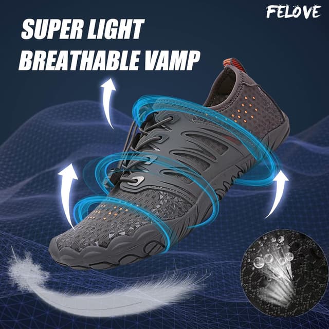 Detalle de FELOVE Chaussures de plage ultra-légères pour plongée, surf & snorkeling (pieds nus) — pantoufles hommes et femmes