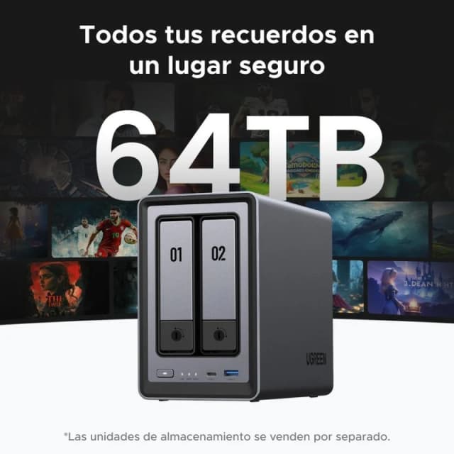 Detalle 2 de Ugreen NASync DXP2800 NAS 2 bahías, 8 GB DDR5