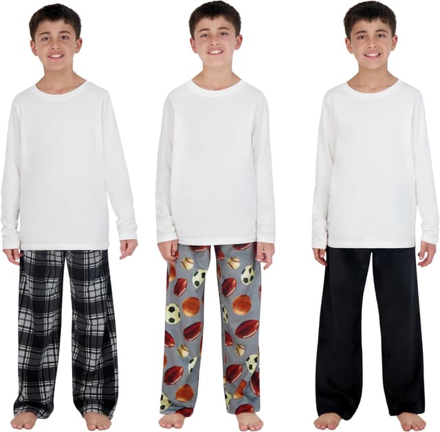 Detalle de US Angels 3-Pack Boys Pajama Pants (Soft Micro Fleece or Jersey Knit) — Kids Sleepwear, Size 7–20
