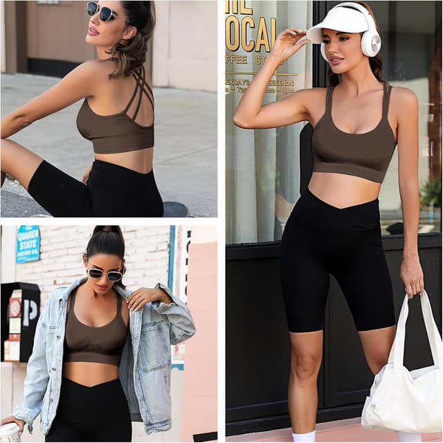 Detalle de Leversic Brassière Sport Femme sans armature rembourrée, fitness/jogging/yoga (S-XL)