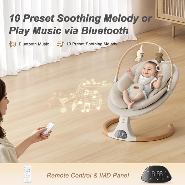 Thumbnail 5 de Monamii Baby Swing for Infants, 5 Speeds