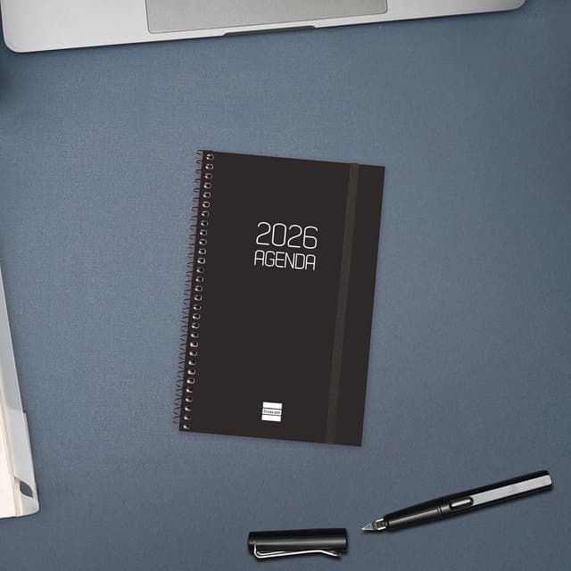 Detalle 2 de Agenda Spirale 2026 Finocam – Semaine sur 2 pages, janvier à décembre (français) noir