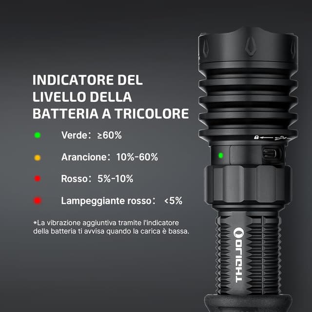 Detalle de Olight Warrior X 4 torcia ricaricabile 2600 lumen con doppio interruttore e luce a lungo raggio