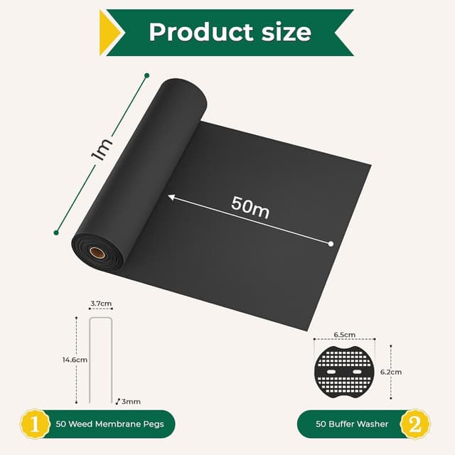 Thumbnail 1 de OUNUO Toile de Paillage 1m x 50m 100 g/m²