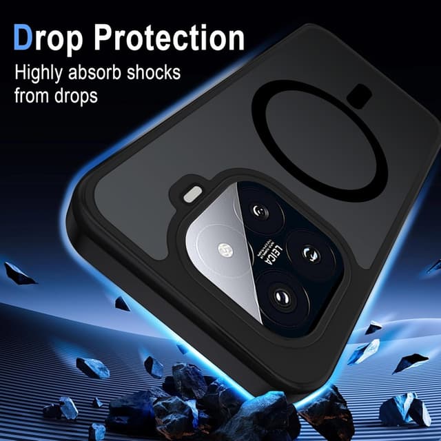 Detalle de XTCASE Cover magnetica per Xiaomi 15T Pro / Ultra sottile con retro traslucido opaco e protezione antiurto, nero