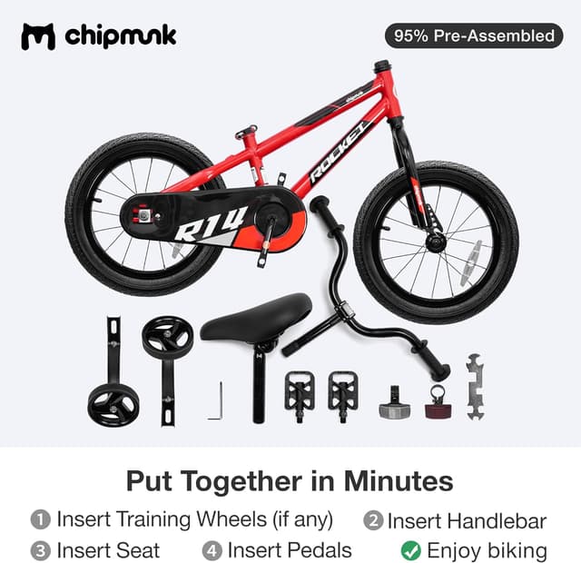 Thumbnail 6 de Chipmunk Kids Bike (12–18 Inch) with Training Wheels for Ages 3–10