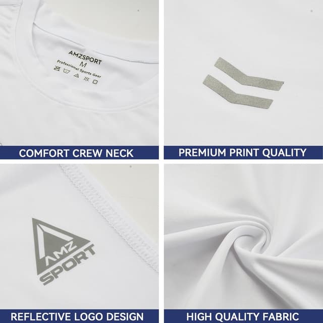 Detalle de AMZSPORT Chemise de compression à manches courtes pour hommes – séchage rapide et tissu respirant