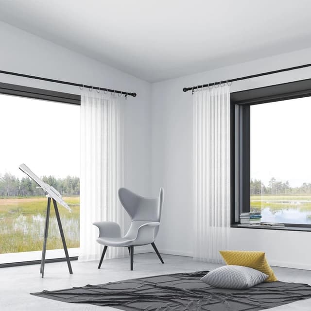 Detalle de Thestoa Adjustable Curtain Rods (48 to 84-92 inch) in 5/8" Matte Black Stainless Steel