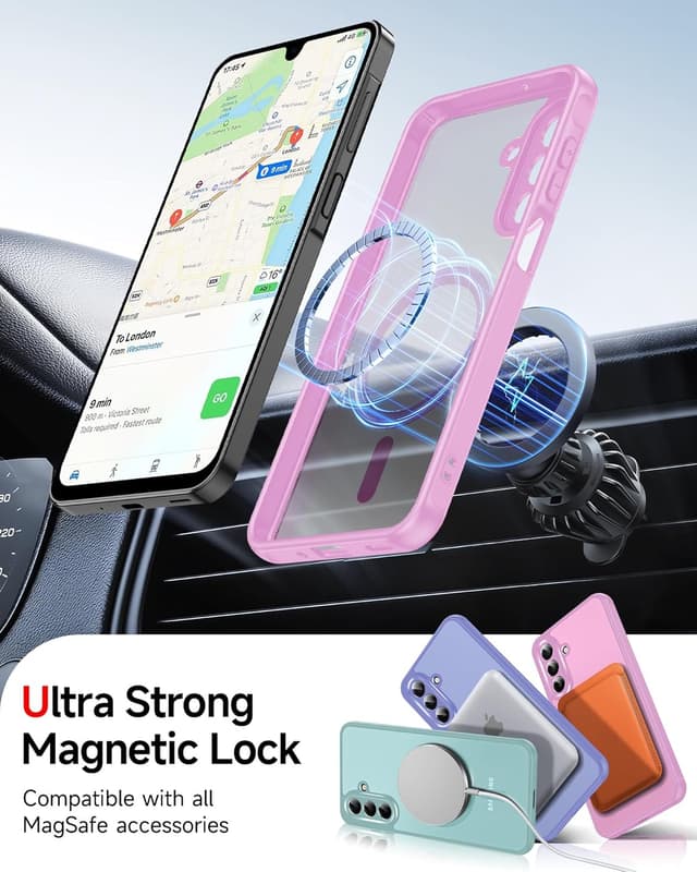 Detalle 2 de LeYi magnetic MagSafe-style phone case for Samsung Galaxy A17 4G/5G (2-pack screen protectors) – Pink