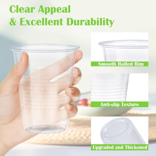 Detalle de Lamosi 12 oz Clear Plastic Cups 300-Pack 🥤