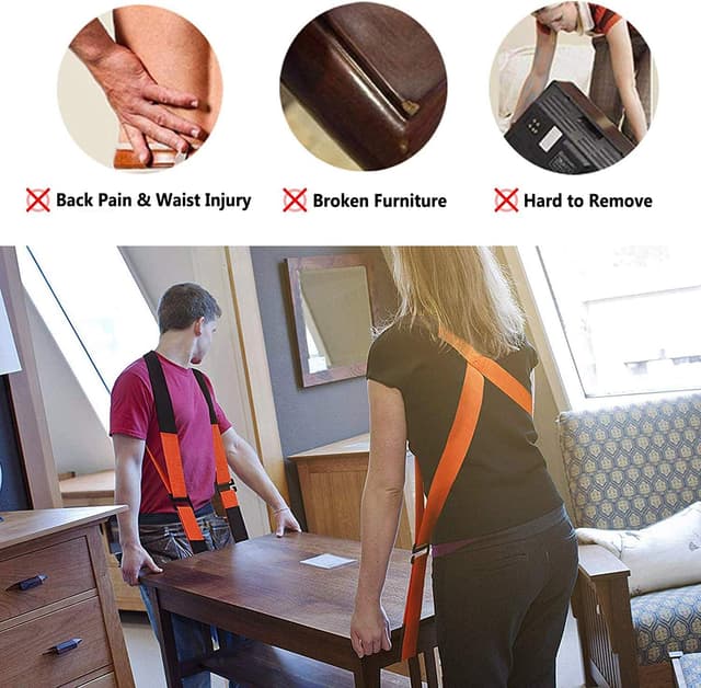 Detalle de Lifting Straps for Movers (ZIZINET) moving lifting straps with anti-slip shoulder harnesses, 2 pcs