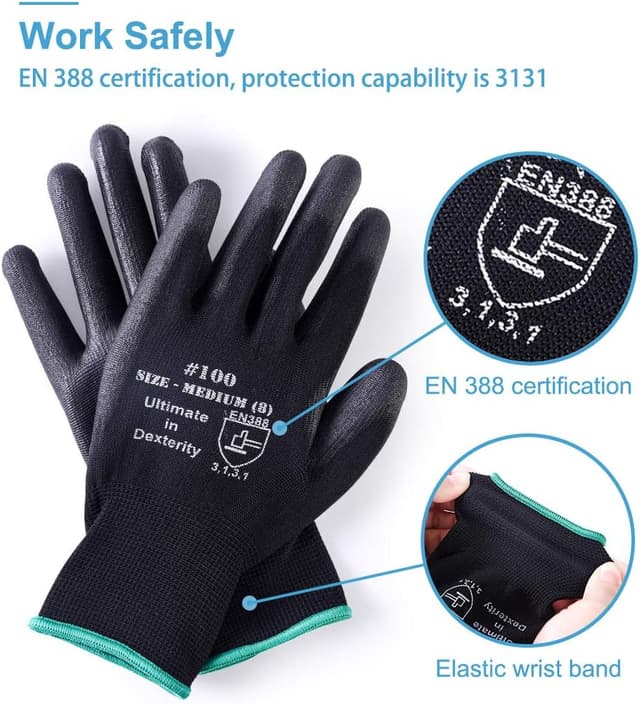 Thumbnail 1 de PU coated safety work gloves EN388 M/8