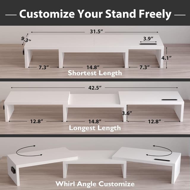 Thumbnail 2 de BONTEC Dual Monitor Stand Riser adjustable organizer