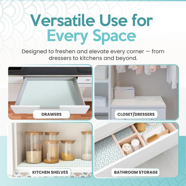 Detalle de Fresh Linen Scented Drawer Liners (10 Large Sheets) – Non-adhesive drawer fresheners for wardrobes and shelves