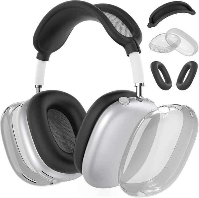 Detalle de Tuocal 3-in-1 Hülle für AirPods Max: Silikon-Schutz für Ohrpolster & TPU-Case (schwarz)