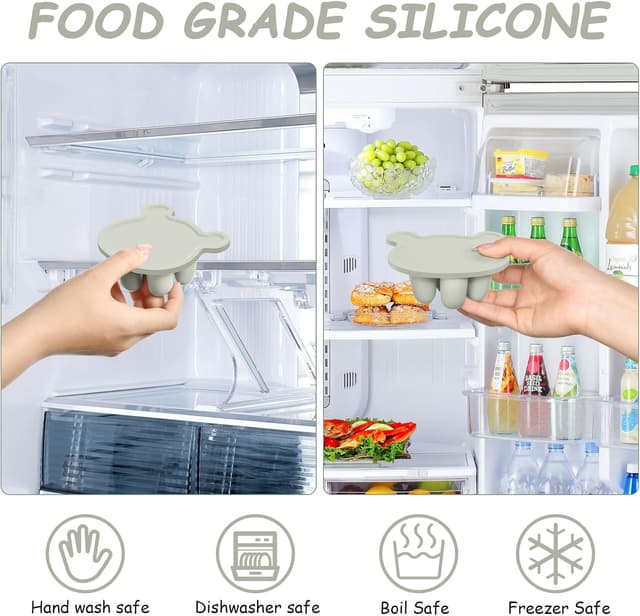 Detalle 2 de Aolso Fruit Food Feeder set: silicone fruit feeder + freezer ice lolly trays (4 months+, Gray)