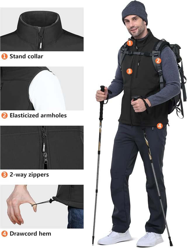 Detalle 2 de Outdoor Ventures Softshell Weste Herren, wind- und wasserdicht