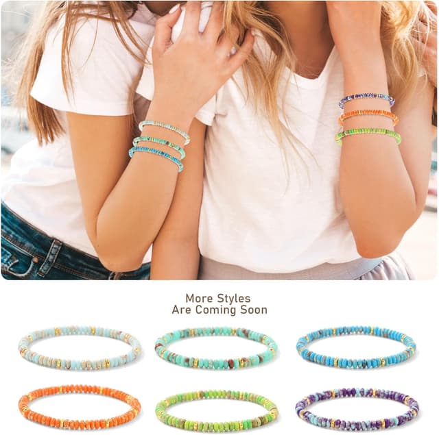 Detalle de JENCVNL Perlenarmband für Frauen mit 4 mm Kaiserstein – elastisches Naturstein-Armband für viele Anlässe