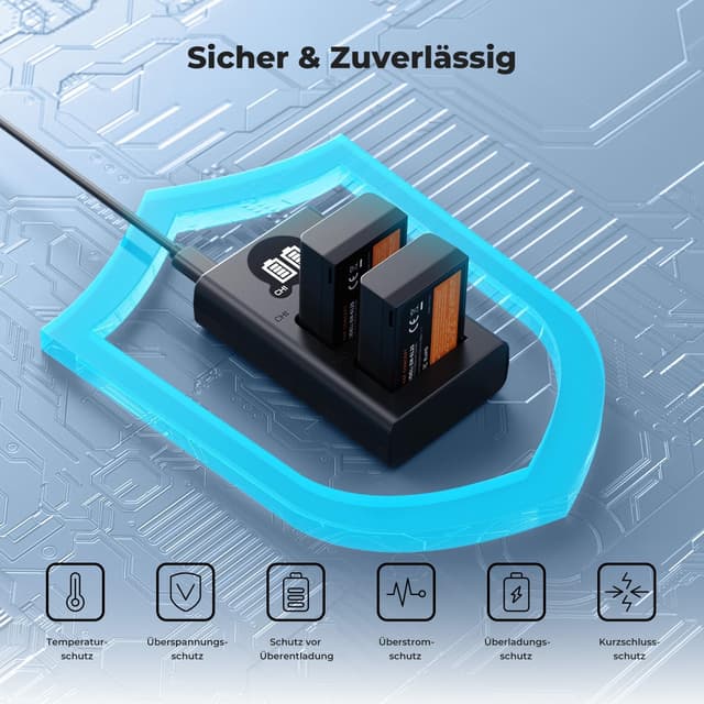 Detalle 1 de K&F CONCEPT EN-EL25 2er-Ersatzakku-Set inkl. Dual-Slot-Ladegerät mit LCD für Nikon Z30, Z50, ZFC & Z50ii