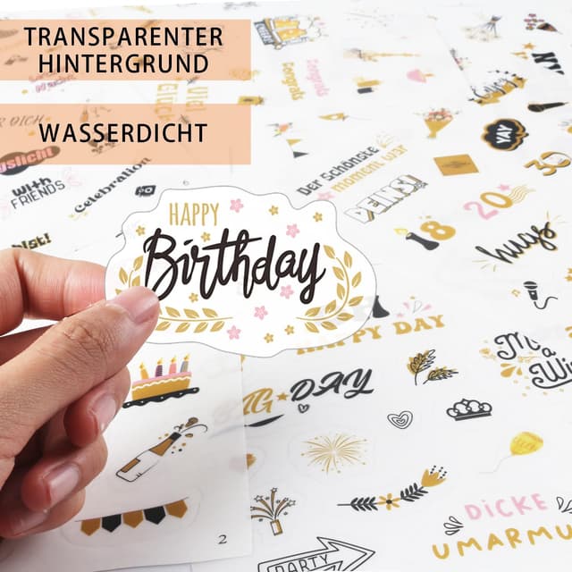 Thumbnail 2 de Hongma Geburtstag Sticker Set Transparent 160 Motive