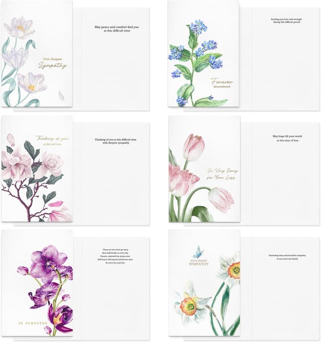 Detalle de 24 Sympathy Cards Gold Foil Assortment Floral Designs with Envelopes & Stickers