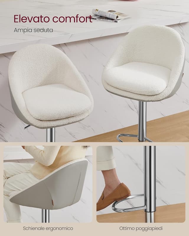 Detalle 2 de VASAGLE LJB110W01 sgabelli da bar 5 cm 💺