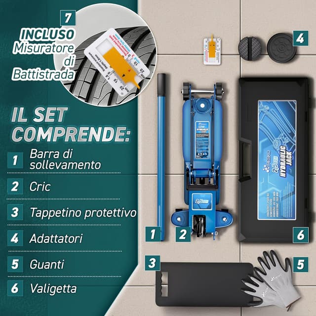 Thumbnail 5 de TRESKO Cric idraulico 2,5T altezza 85–385 mm per auto 🛠