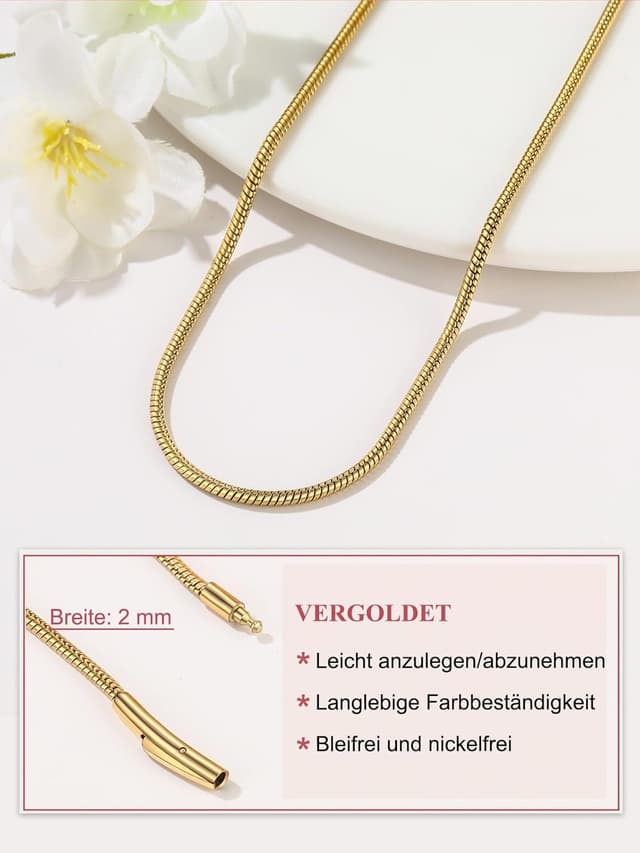 Detalle 2 de FOCALOOK Edelstahl Schlangenkette 2mm