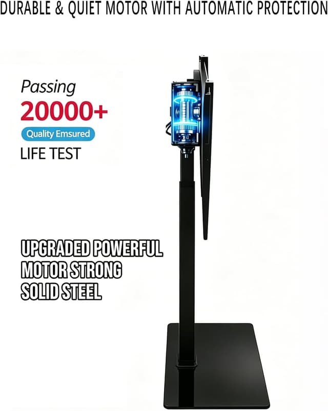 Detalle 1 de Universal Motorized TV Mount with Remote (Tempered Glass Base) — Electric Height Adjustment for Desktop or Floor