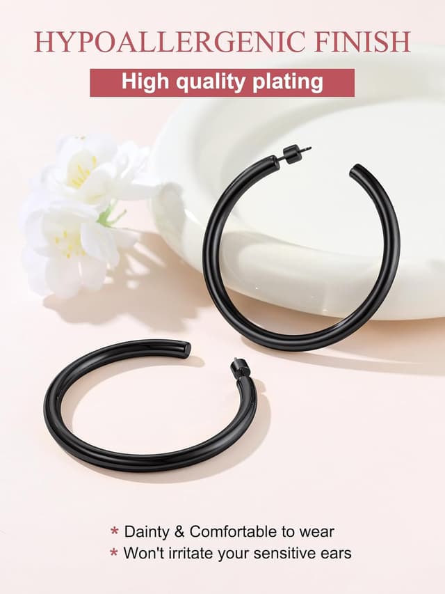 Detalle 2 de FOCALOOK Creolen Damen Ohrstecker aus Edelstahl – Statement-Schmuck mit Zylinder-Röhren (30–80 mm)